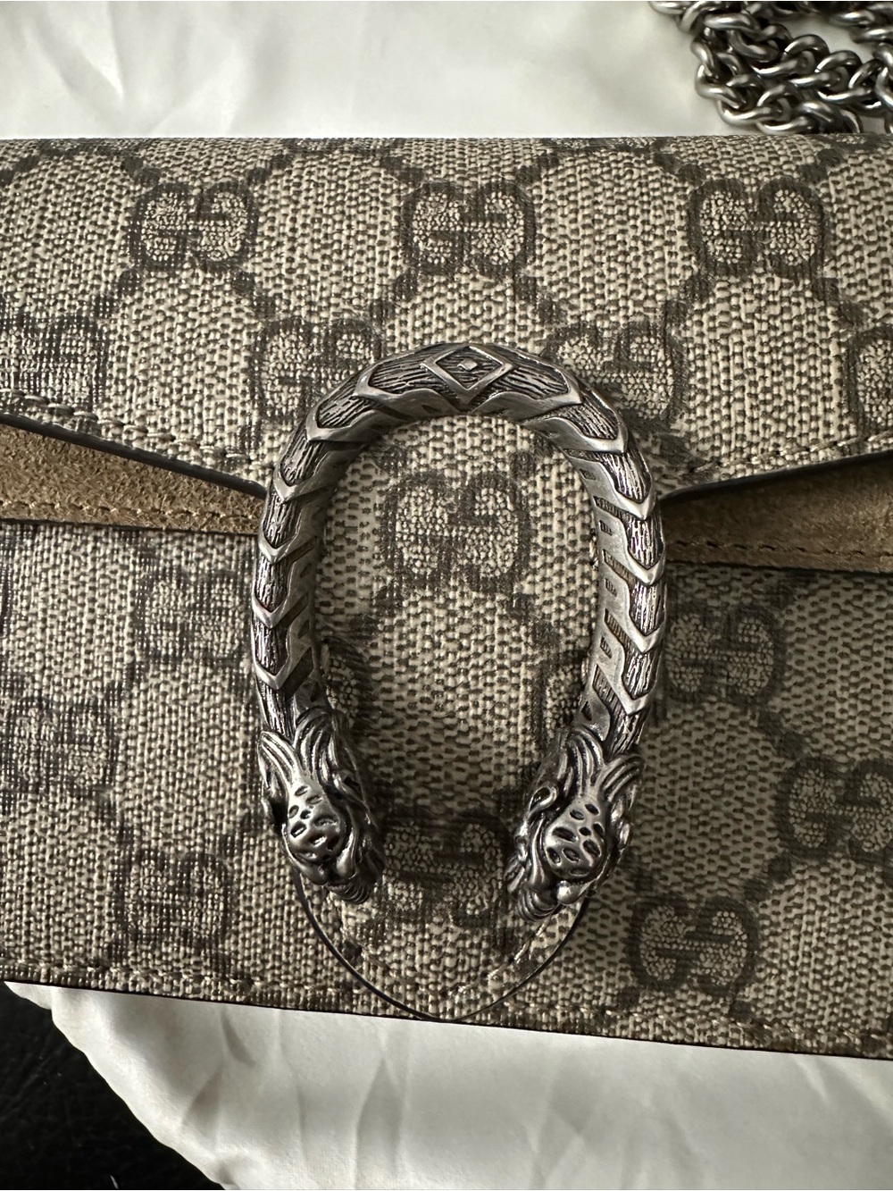 Gucci Beige GG Supreme Dionysus Wallet Mini with Antique Silver Hardware - Picture 2 of 11